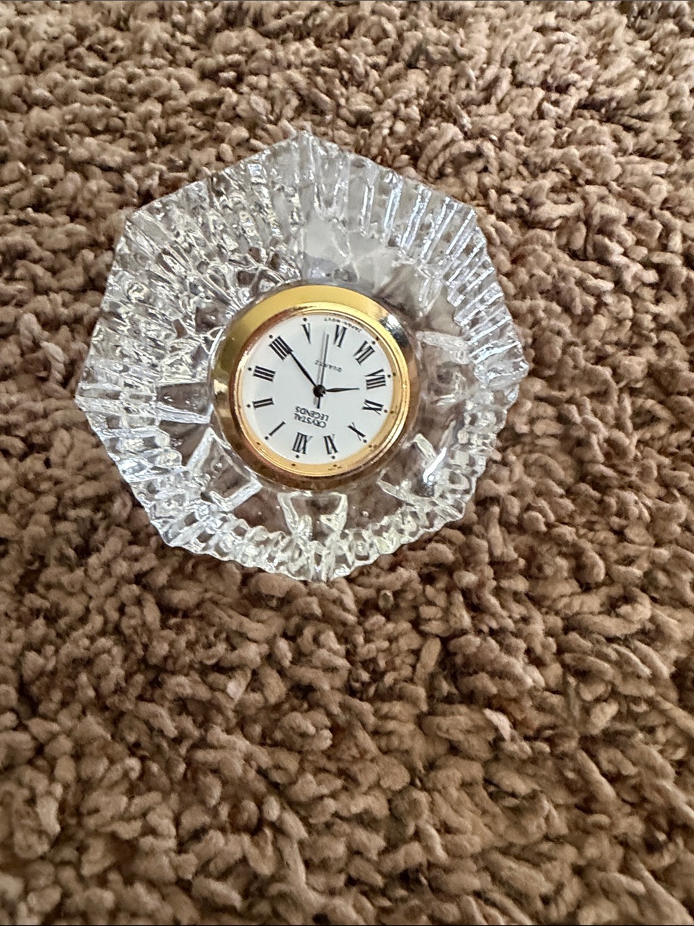 Crystal Desk Clock with Gold Accent